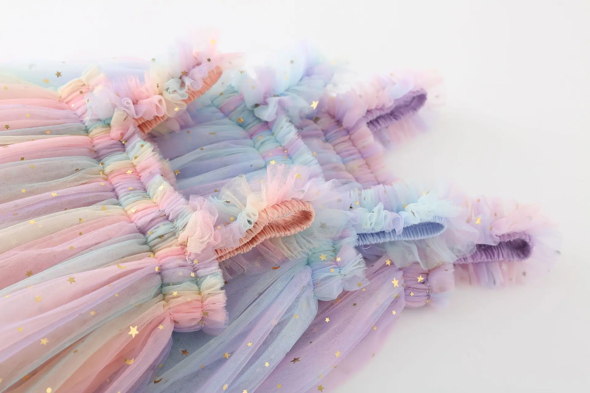 Girls Dress Baby Girl Dress Summer Baby Girl Clothes Cute Sequins Star Rainbow Suspender Skirt Mesh Ball Gown Baby Dress Sweet Princess Girls Dress