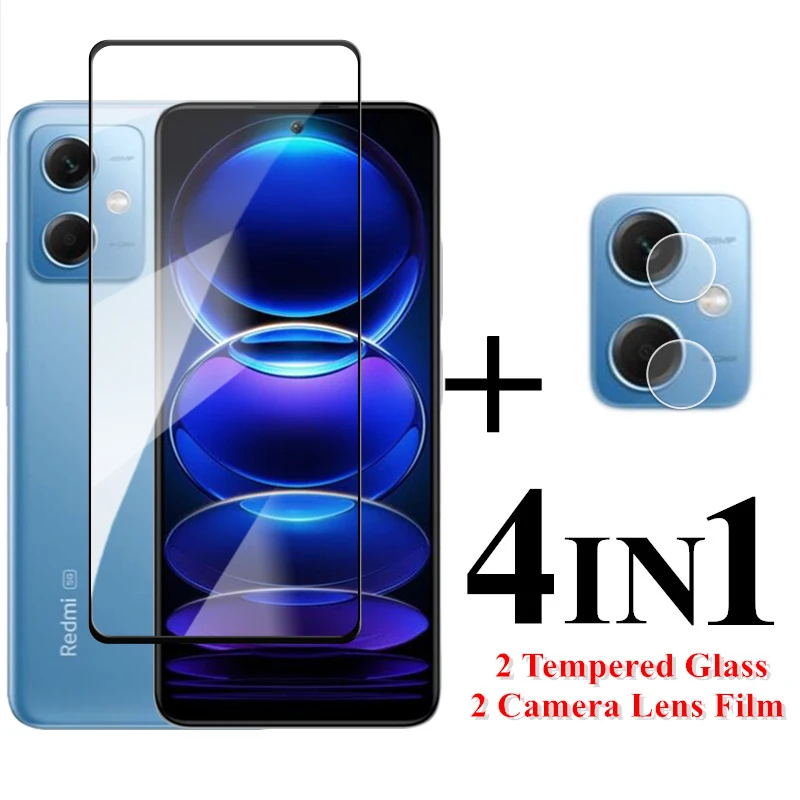 For Redmi Note 12 Screen Protector Full Cover Glass For Xiaomi Redmi Note 12 Tempered Glass Redmi Note 12 5G Lens Flim 6.67 inch 2pcs for xiaomi redmi note 10 pro glass full screen glass for xiaomi redmi note 10 5g nfc flim glass for redmi note 10 5g nfc