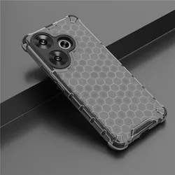 Shockproof Honeycomb Hard PC Protection Bumper Case for Poco F6 (Black)