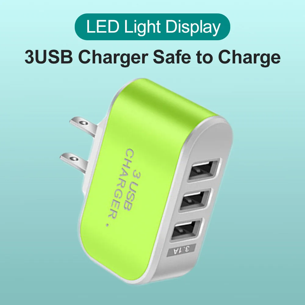 3 Ports Charger Station USB US Charger Wall Home Travel AC Adapter for Huawei Xiaomi iPhone Candy Colors