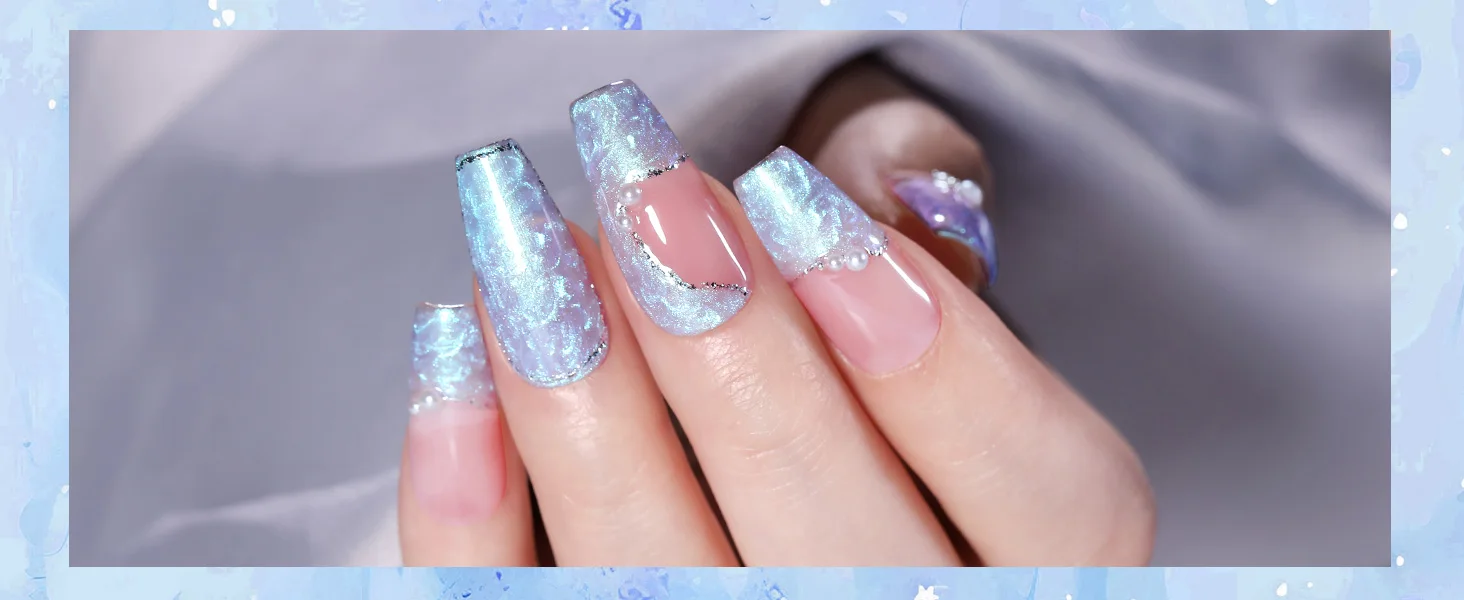 Description Picture 5 of itemBORN PRETTY Pearl White Blue Shell Thread Nail Gel Polish UV Soak Off Gel Varnish Glass Magnetic DIY Nail Art Gel For Manicure