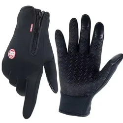 Unisex Waterproof Touchscreen Winter Gloves - Warm Non-Slip Tactical Gloves - XXL (Black)
