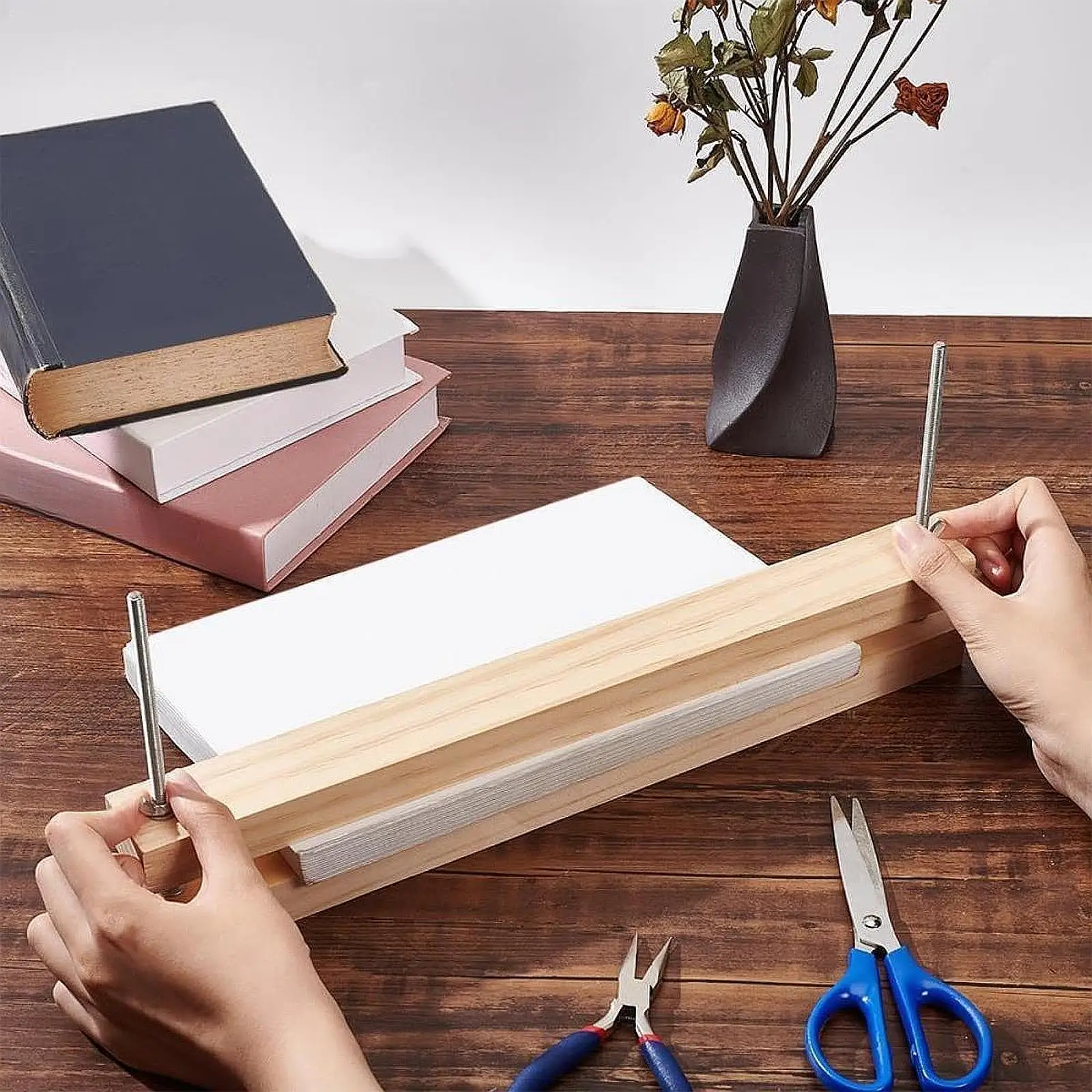 Wooden Bookbinding Press Convenient Multifunctional Bookbinding Machine for Desktop Office School Cardboard Ticket Marking - 4