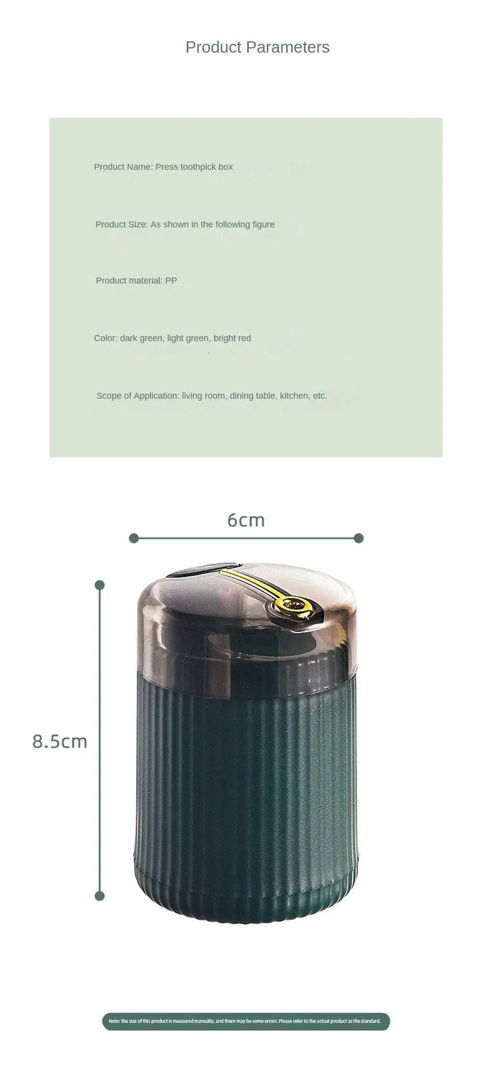 Description Picture 2 of itemPop-up Automatic Toothpick Dispenser Portable Plastic Toothpick Holder Container Creative Press Toothpick Storage Box Organizer