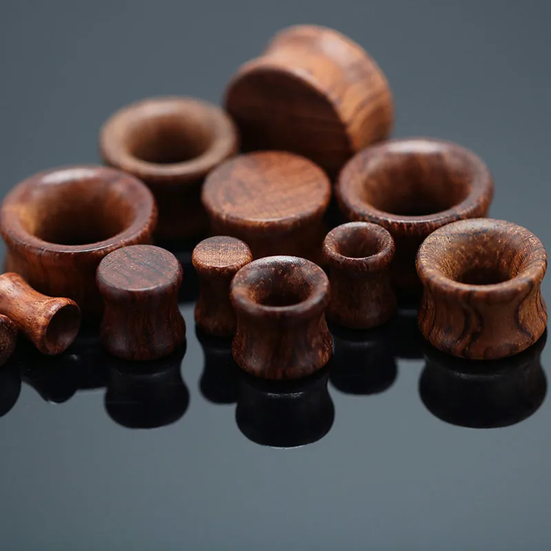 COOEAR 1 paar maten voor oren houten zadelplugs en tunnels hartlogo oorbellen expander stretchers., 0g(8mm), Hout, Zandsteen