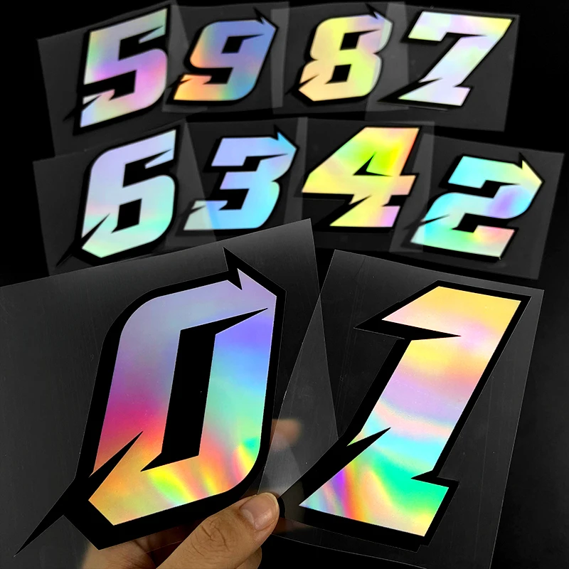Motorcycle Stickers 1PC 0123456789 Laser Number Motorcycle Stickers Motorbike Fuel Tank Side Panels Scooter Helmet Moto Fashion Vinyl Decals Decor