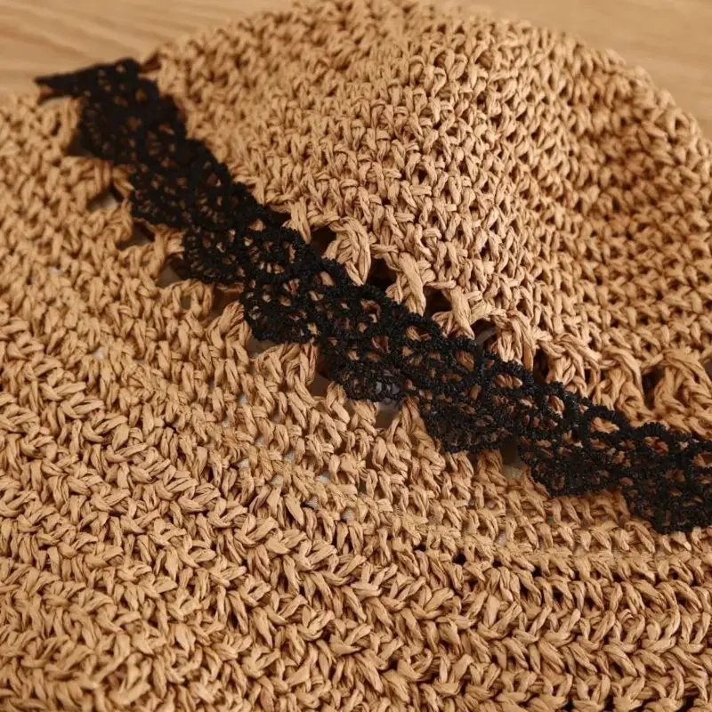 Women Camping Traveling UV Protection Beach Caps Soft Breathable Cap Summer Straw Hat Big Wide Brim Foldable Beach Sun Hat