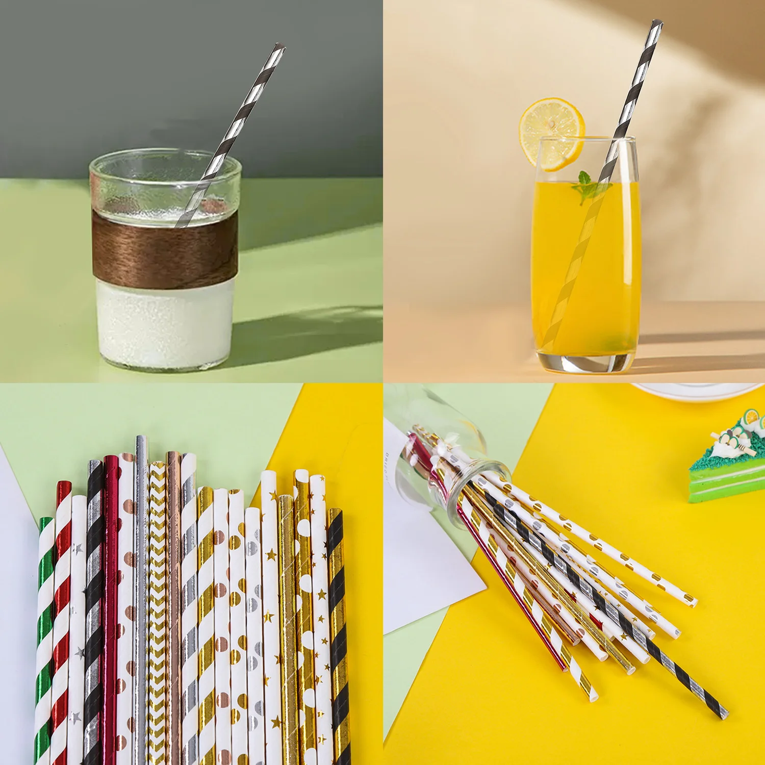 Disposable Paper Straws Eco Friendly Multicolor Drinking Juice Straws for Kid Birthday Wedding Party Decoration