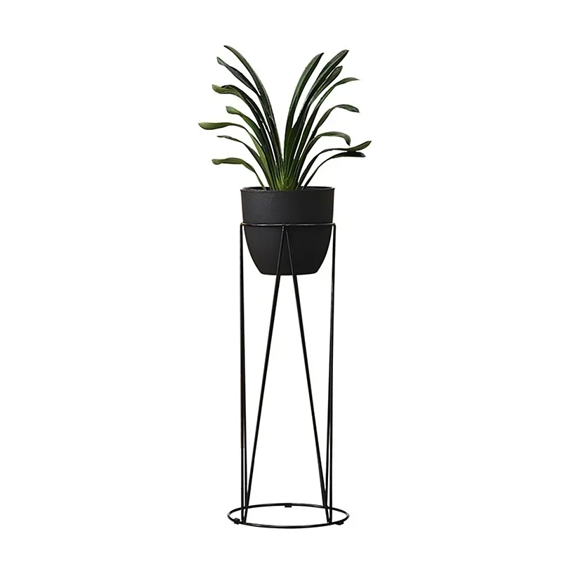 Scandinavian Metal Art Plant Holder Sleek Minimalist Design Light Luxury Greenery Stand for Balcony and Living Space
