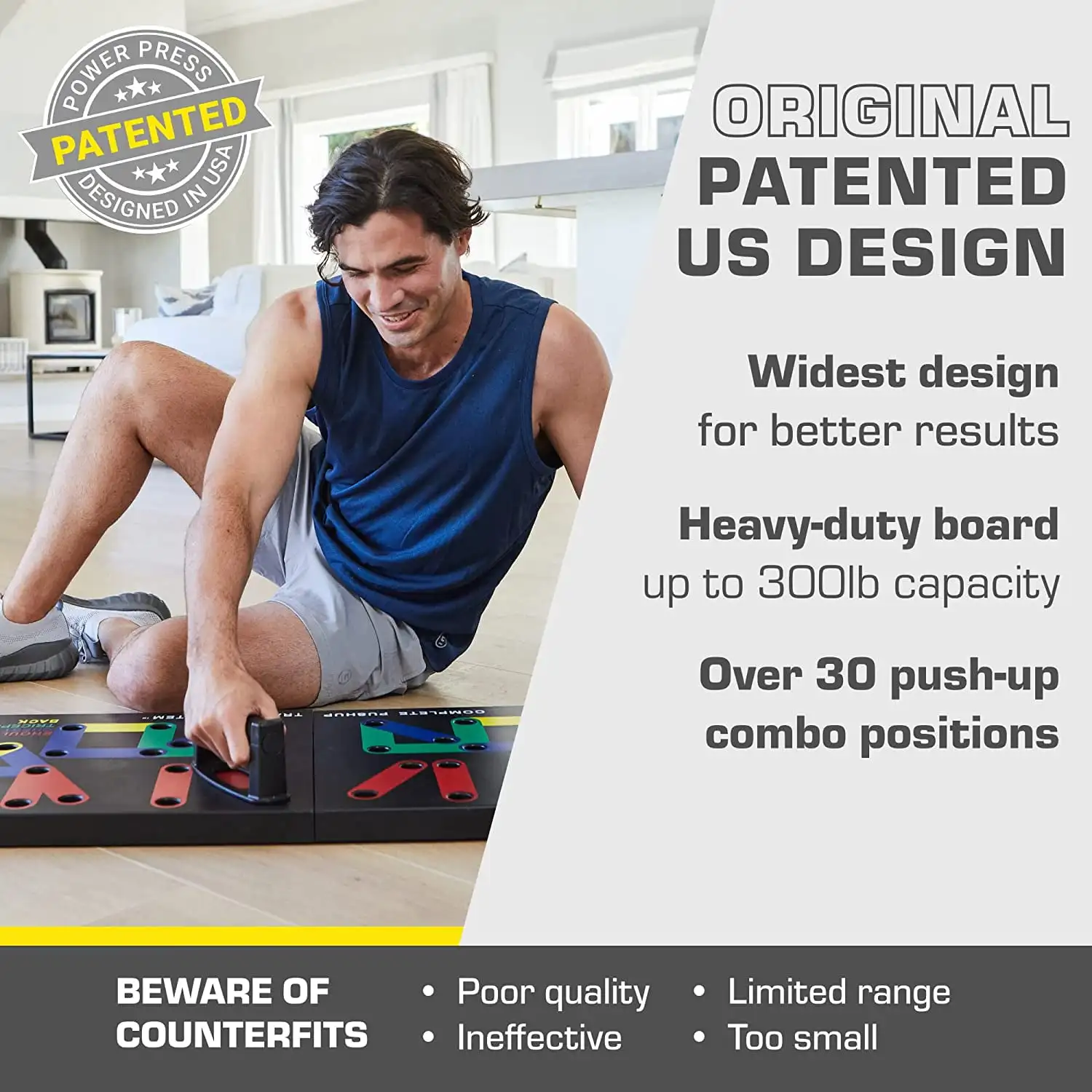 Push-Up Board-Portable Home Gym Equipment with 30+ Color Coded Combo Positions for Exercise