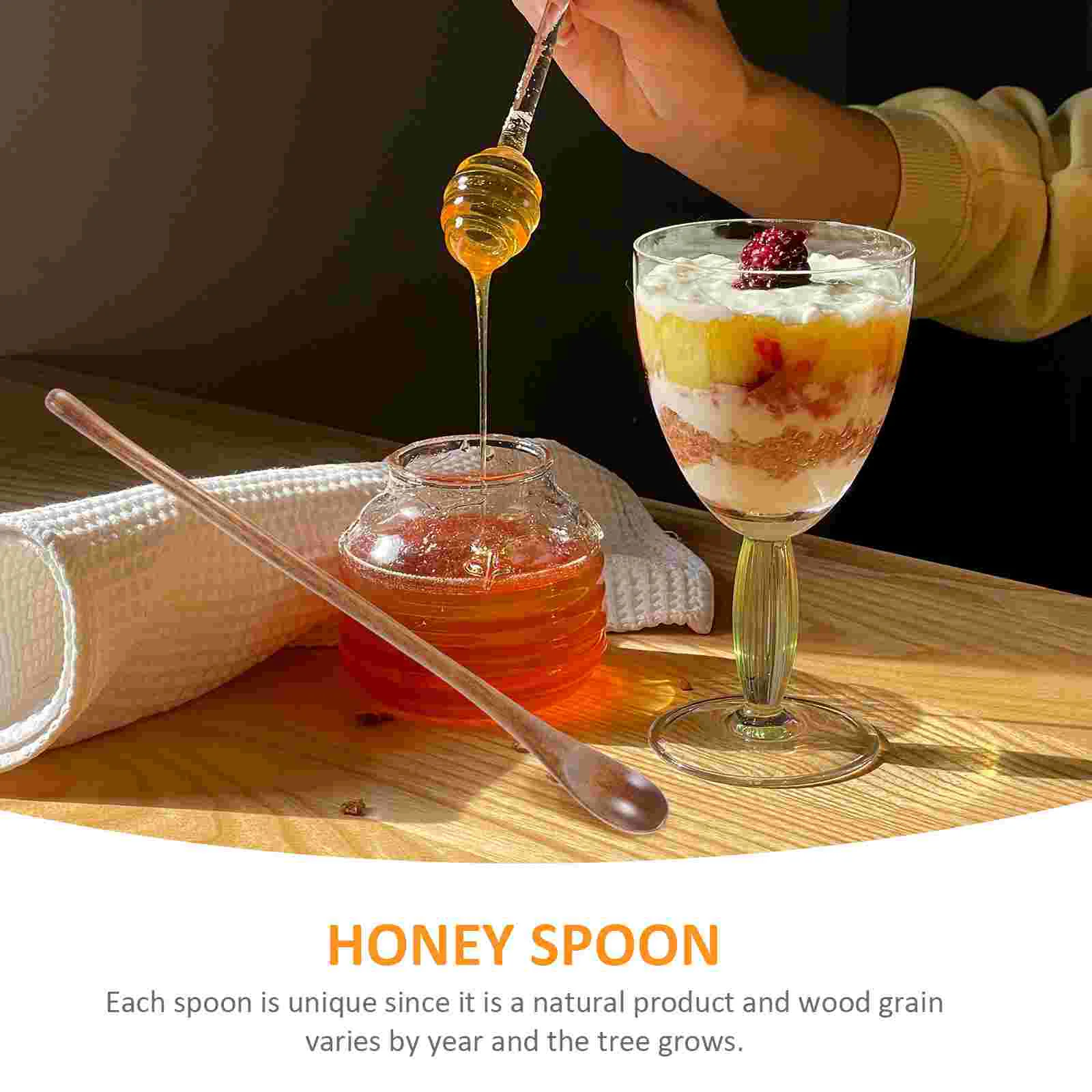 Long Wooden Spoon for Eating Mixing 2PCS