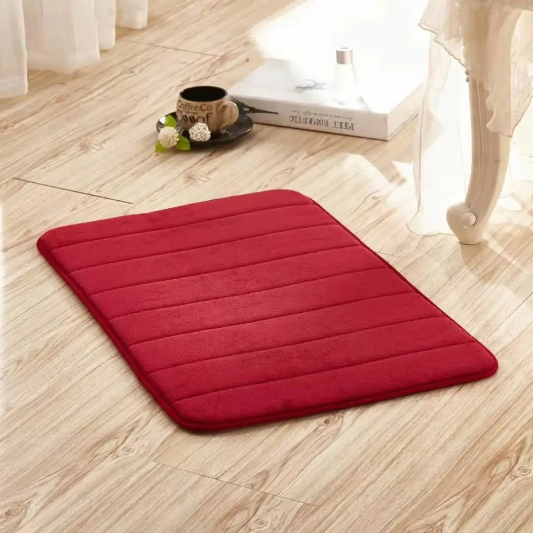 Bath Mat Set Non-Slip Memory Foam Bathroom Rug Shaggy Water Absorbent