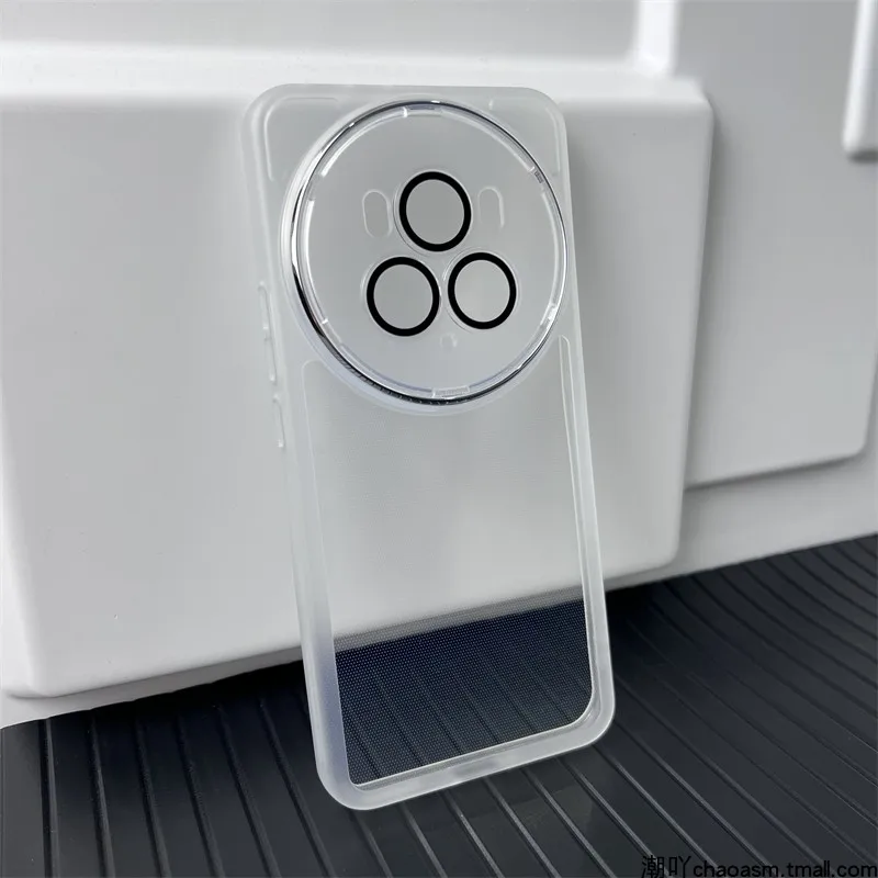 Luxury Soft Clear Silicone-Acrylic Phone Case with Glass Lens Protector