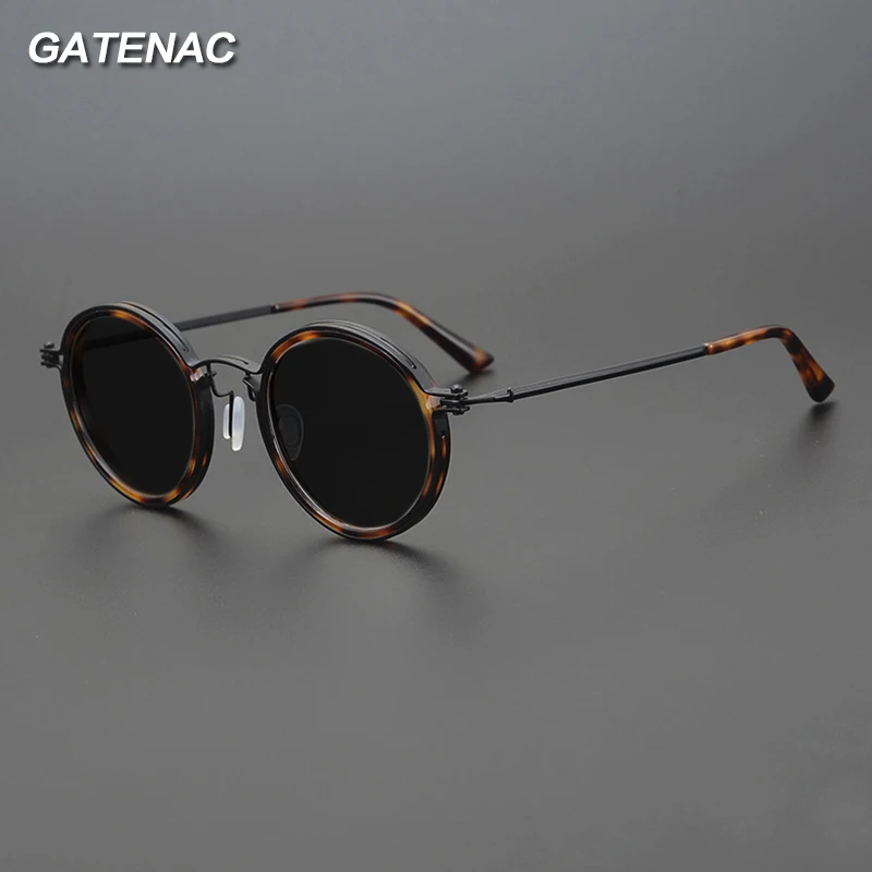 Vintage reine Titan polarisierte Sonnenbrille Männer runde hochwertige Retro Designer Sonnenbrille Frauen uv400 Luxusmarke Brillen