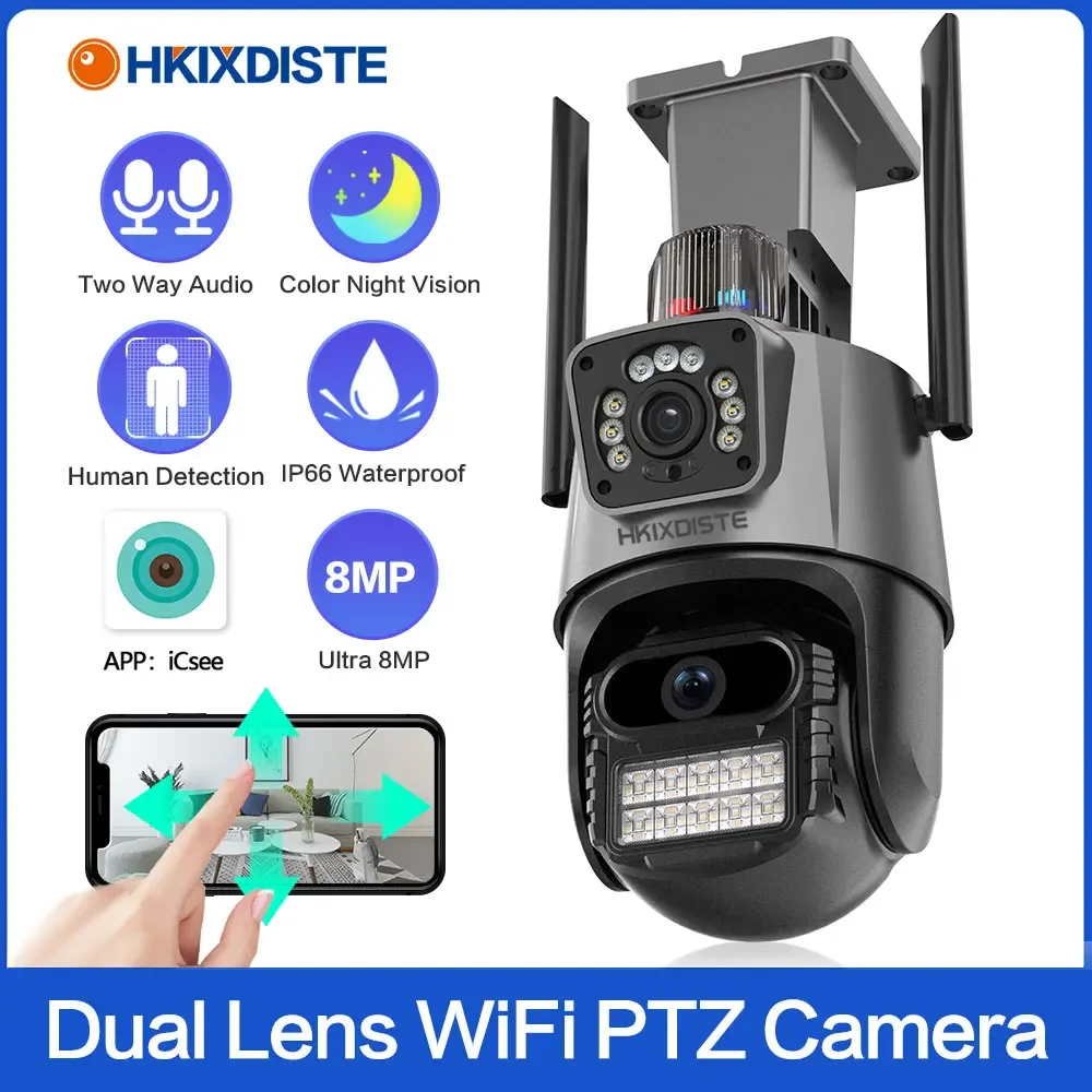 XMEYE 4K 8MP Dual Lens PTZ Wifi IP Camera Dual Screen AI Auto