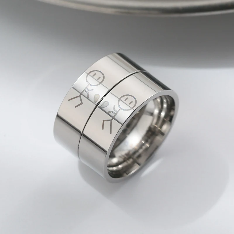 Couples Silver Color Stainless Steel Rings Men New Design Creativity 8mm Wide Ring for Women Unisex Jewelry Gifts Party WC081