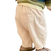 Solid Boy Kids Fashion Trousers Toddler Cotton Clothes Summer Spring Baby  Pocket Ankle Length Loose Girl Children Casual Pants 5