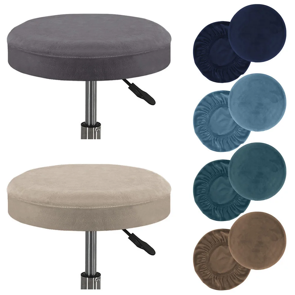 

Velvet Round Swivel Chair Cover Washable Elastic Universal Bar Coffee Shop Stool Case Solid Color Dustproof Cover Home Textile