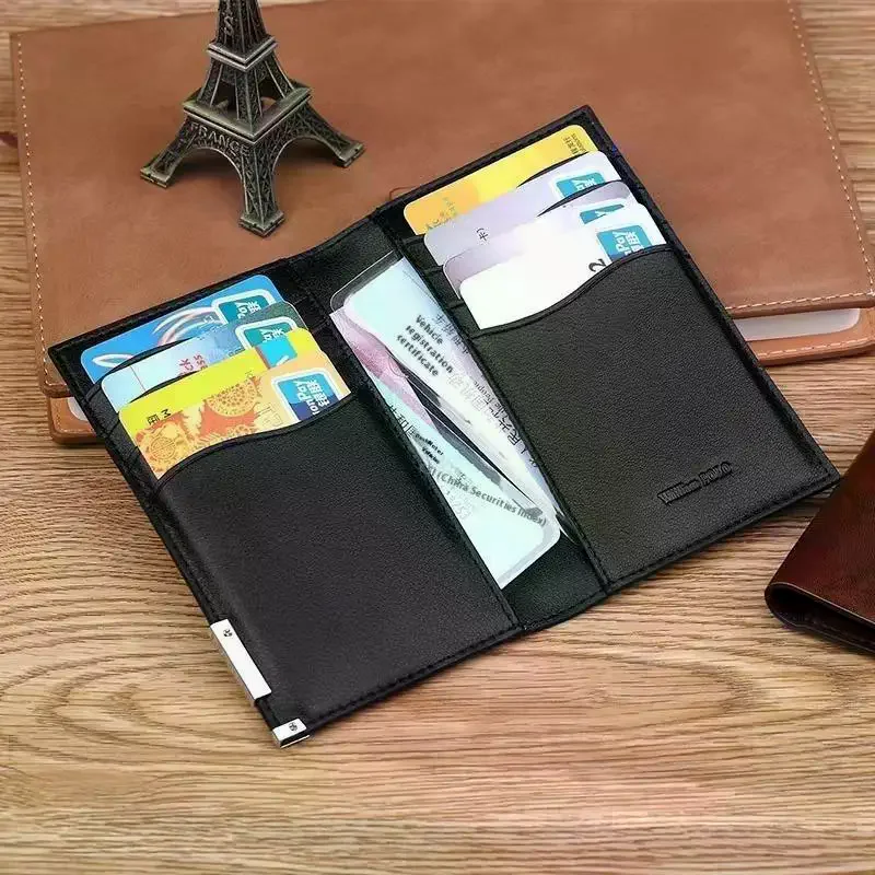 Elegante portafoglio da uomo con innovativo slot per schede, orientamento verticale-orizzontale, porta documenti per studenti - immagine 2