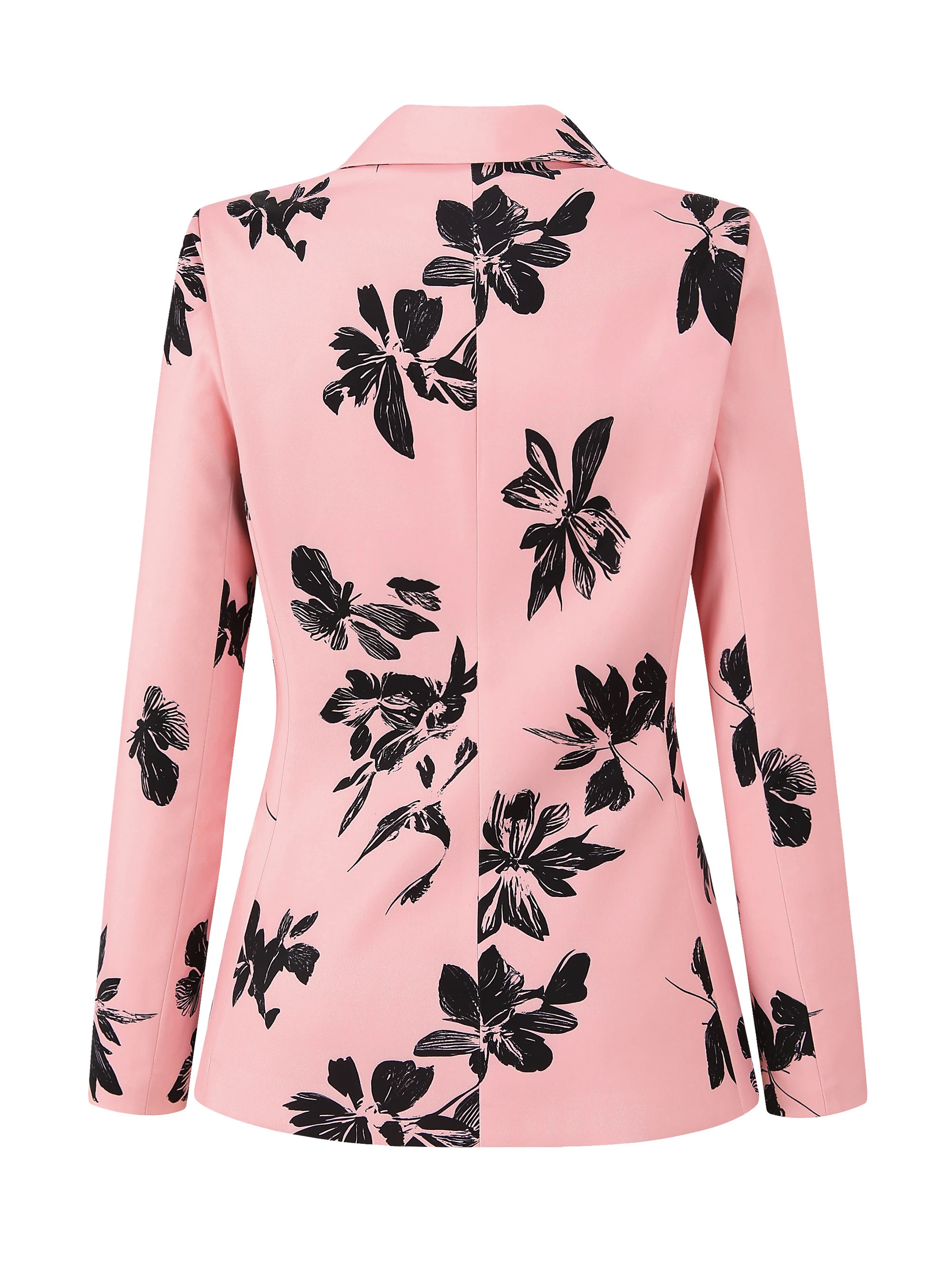 Eleganter Langarm-Blazer mit Blumendruck für Damen – schicke Jacke mit V-Ausschnitt und Taschen, stilvolle Oberbekleidung – Detail 12
