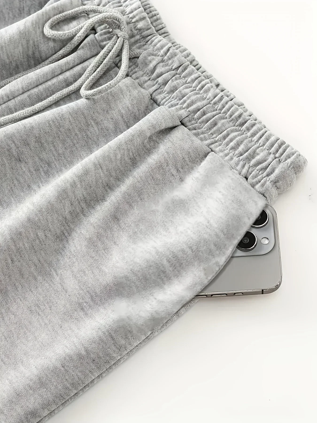 Damen Herbst und Winter Plus-Size Lose Gerade Fleece Bein Jogginghose Elastischer Bund Streetwear Übergroß Vielseitig – Detail 8