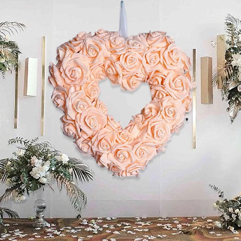 Lover S Wreath 11 8 13 7 Pollici A Forma Di Cuore Rosa Bianco Pe Plastica Bouquet Di Ghirlande Di Nozze Grato Benedetto