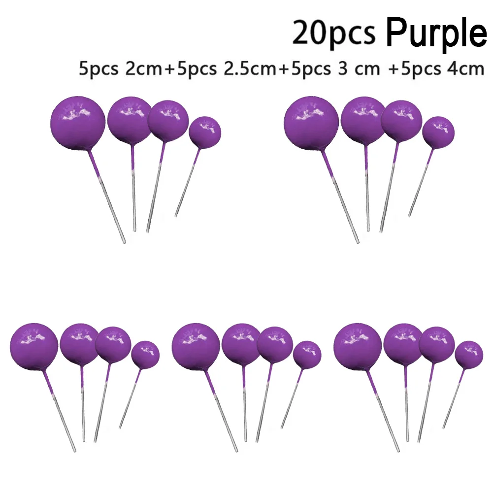 20 stücke Ball Für Kuchen Topper Geburtstag Neue 2/2,5/3/4 cm Weiß/gelb/schwarz/lila/rot Kuchen Topper Cupcake Topper Für Kuchen Dekor – Detail 16