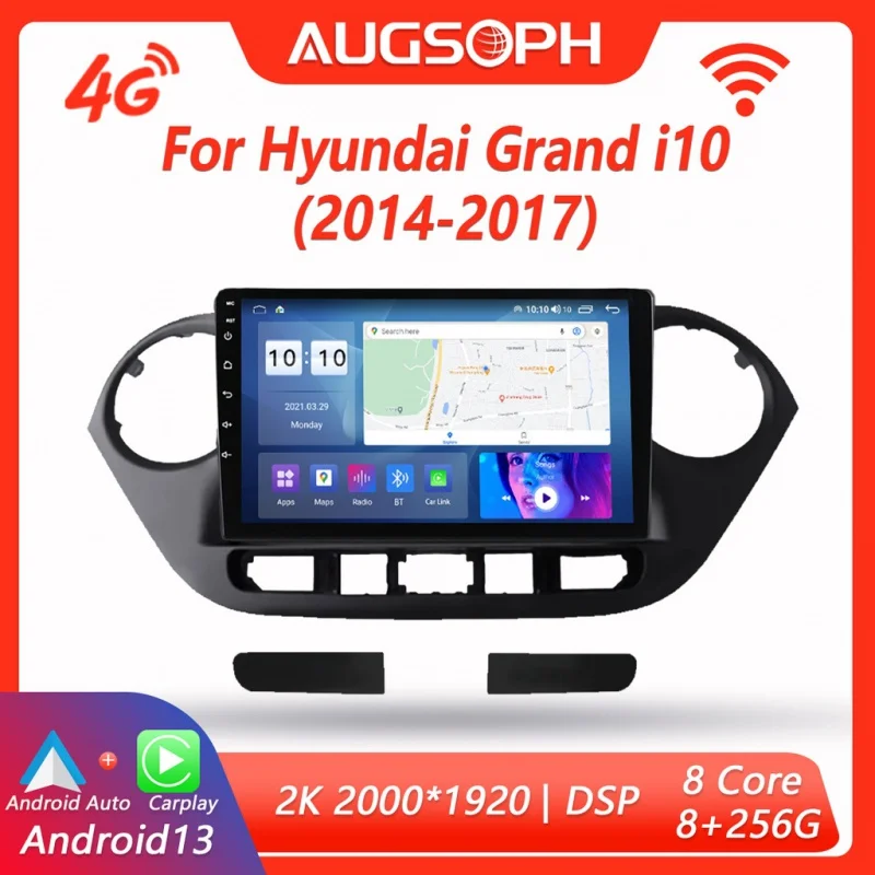 

Автомобильный радиоприемник Android 13 для Hyundai Grand i10 2014-2017, 9 дюймов, 2K мультимедийный плеер с 4G Carplay DSP и 2Din GPS-навигацией.