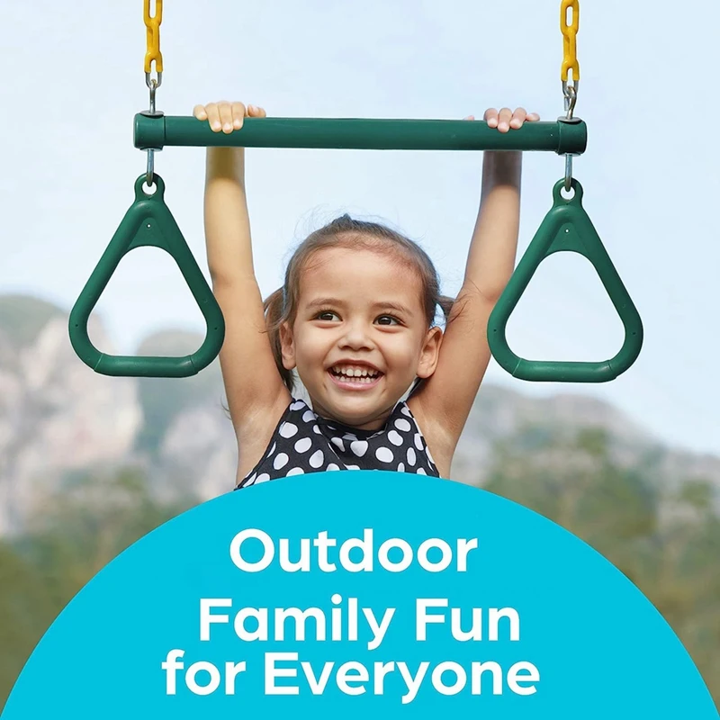 Swing Sets For Backyard-Set Includes 18Inch Trapeze Swing Bar & 48Inch Heavy Duty Chain With Locking Carabiners (Green) 5