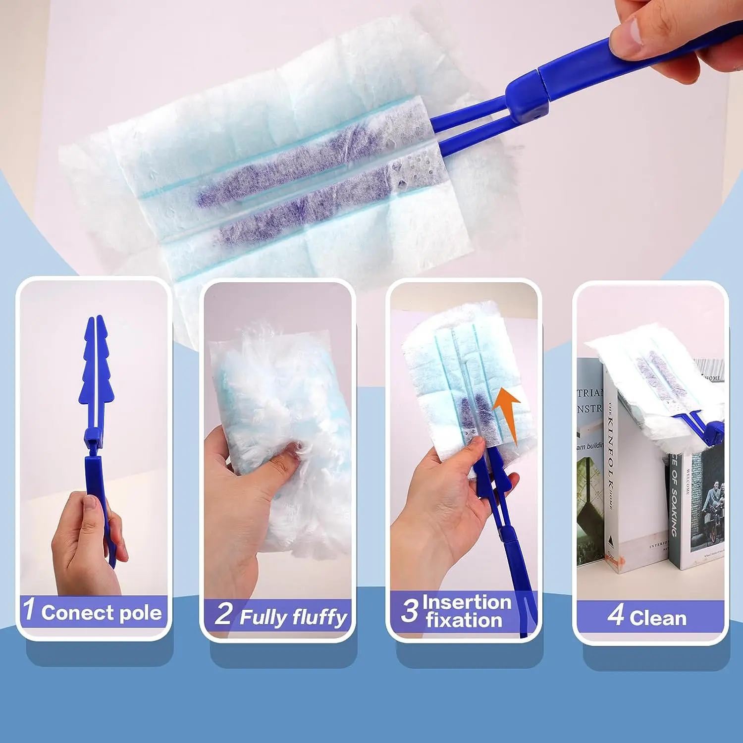 Cabeças de Substituição Descartáveis para Cortinas De Limpeza, Recargas De Espanador, Espanador De Superfície, Casa, Escritório, Carro, Em Massa,