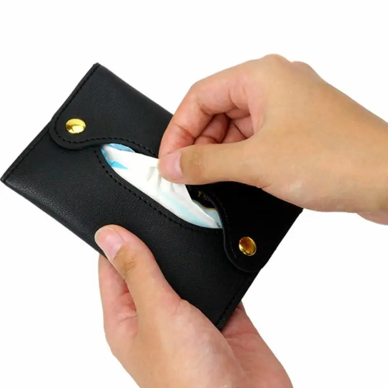 Simple Portable Pocket Tissue Paper Towel Cover PU Convenient To Store Universal Tissues Box Simple Modern Small Tissue Holder 4