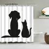 Puppy Cat Cute Cartoon Shower Curtains Washable Fabric Polyester For Bathtub Art Bathroom Decor Partition With Hooks Waterproof 4