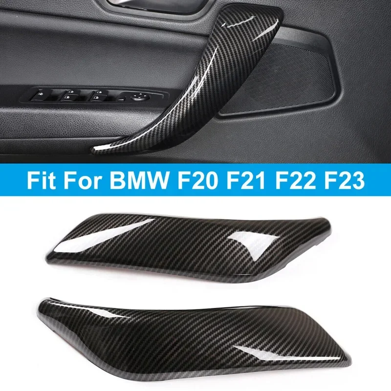 탄소 섬유 스타일 인테리어 문짝 핸들 패널 트림 커버, 좌우 측면 장식 부품, BMW 1, 2 시리즈, F20, F21, F22, F23 용, 2 개, 4 개