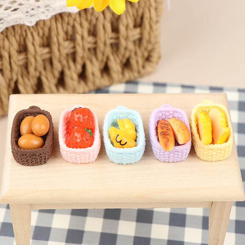 1pc dollhouse miniature 1:12 fruit food bamboo basket kids doll kitchen to X 