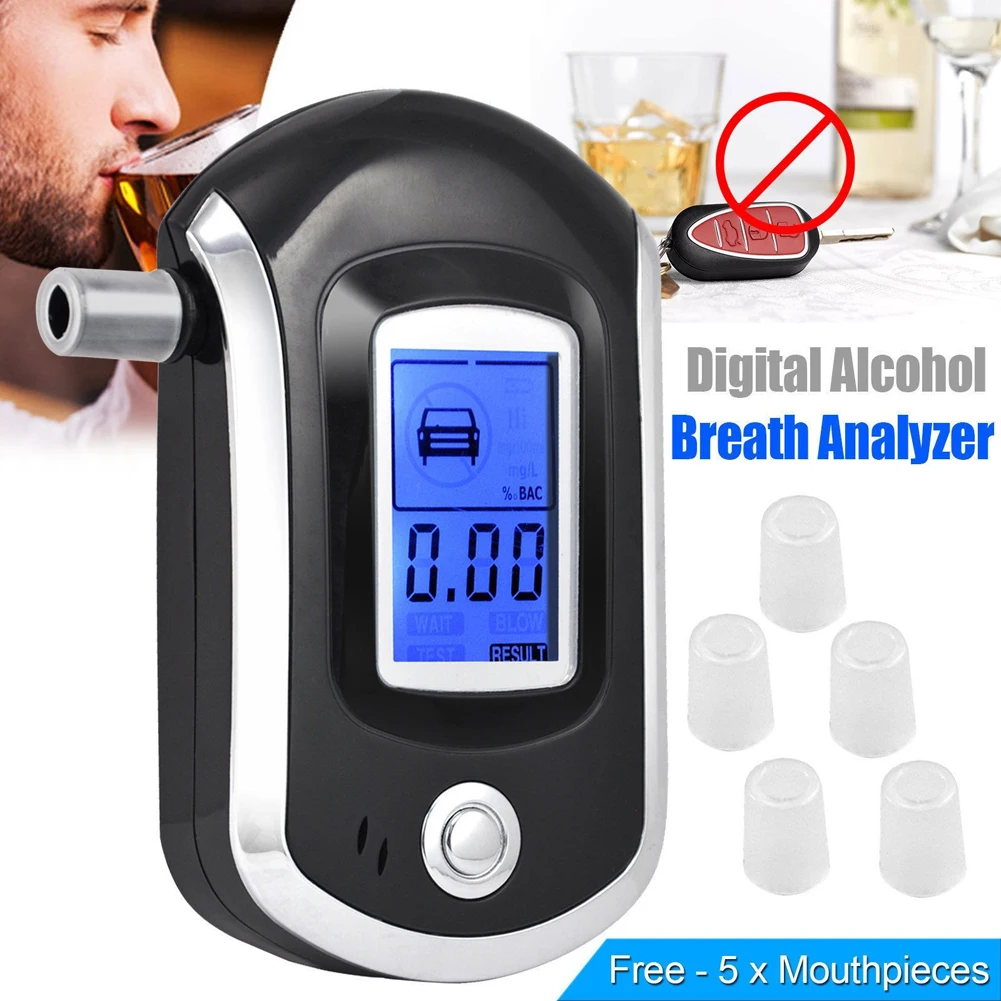 Mini Alcohol Breathalyzer High Accuracy Breath Alcohol Tester LCD Display Digital Meter Battery Powered for Personal Use