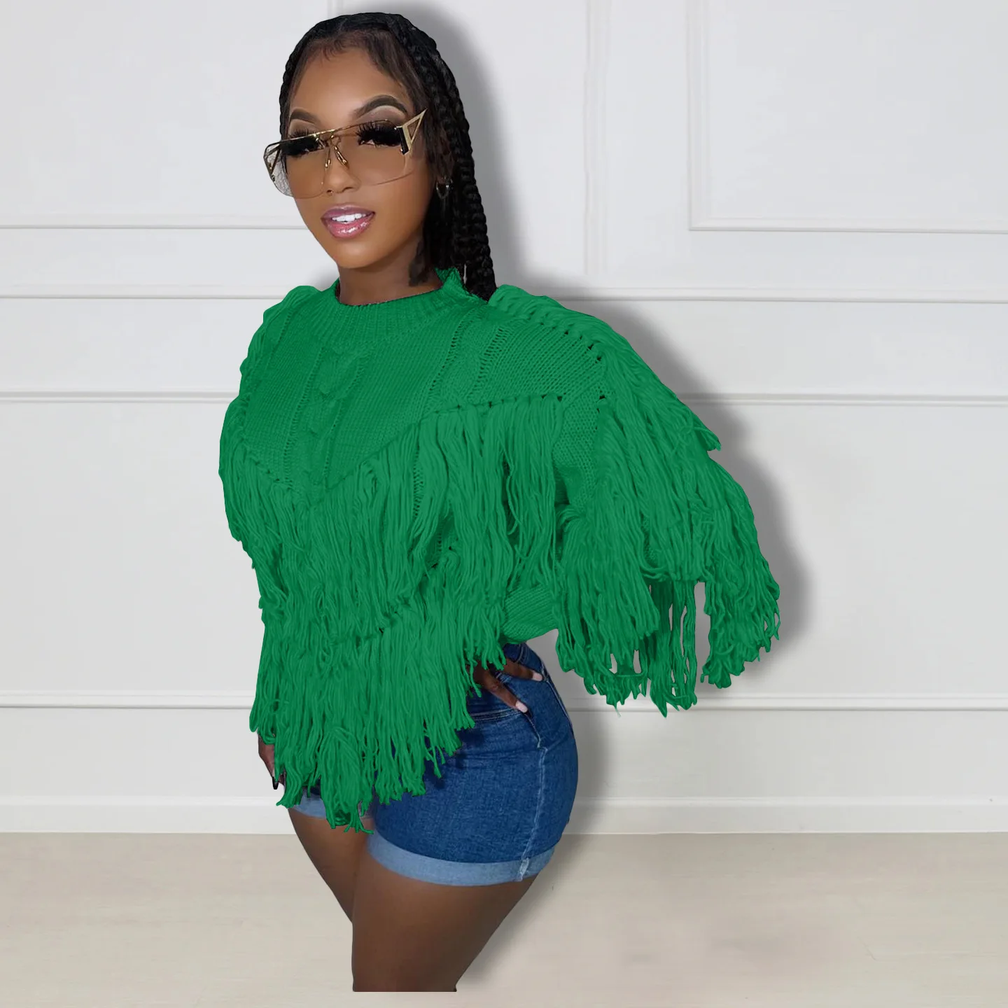 Plus Size Women Thick Sweater Fringe Tassel Oversized Sweaters 2022 Fall Female Cloth Fashion Knit Tops Winter Casual Cardigan