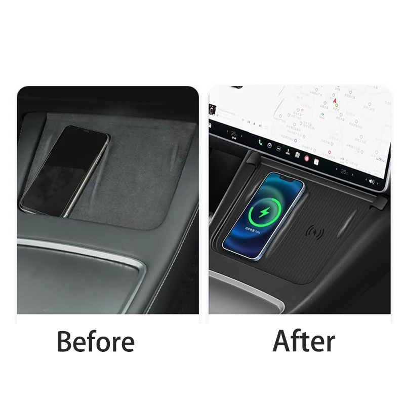 For Tesla Model 3 Model Y Silicone Anti-skid Pad Car Central Control Wireless Charging Mobile Phone Non-Slip Silicone Mat