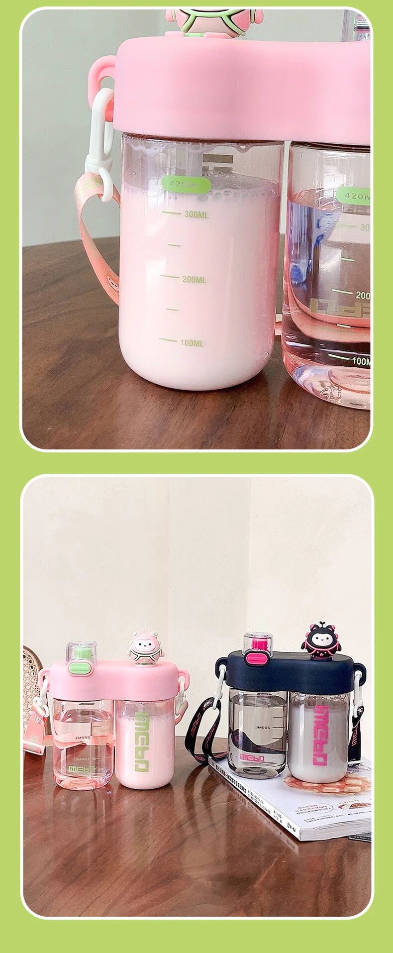 840Ml Plastic Cup For Kids Cute Cartoon Doll Sippy Cup