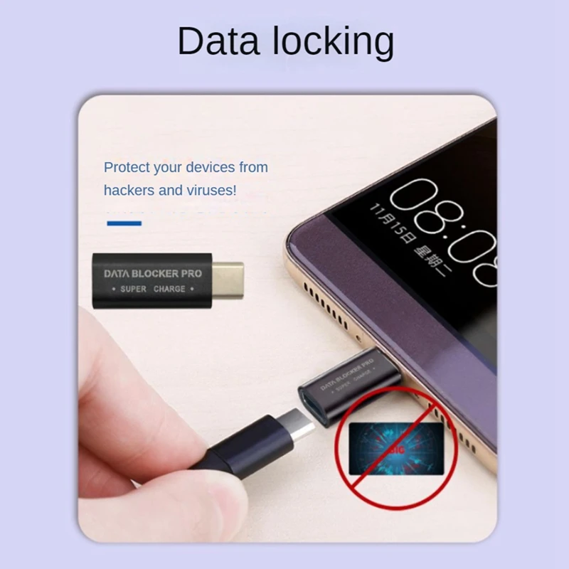 4Pcs USB Data Blocker And USB-C Data Blocker Protect Against Juice Jacking Support Safe Quick Charge Stop Theft