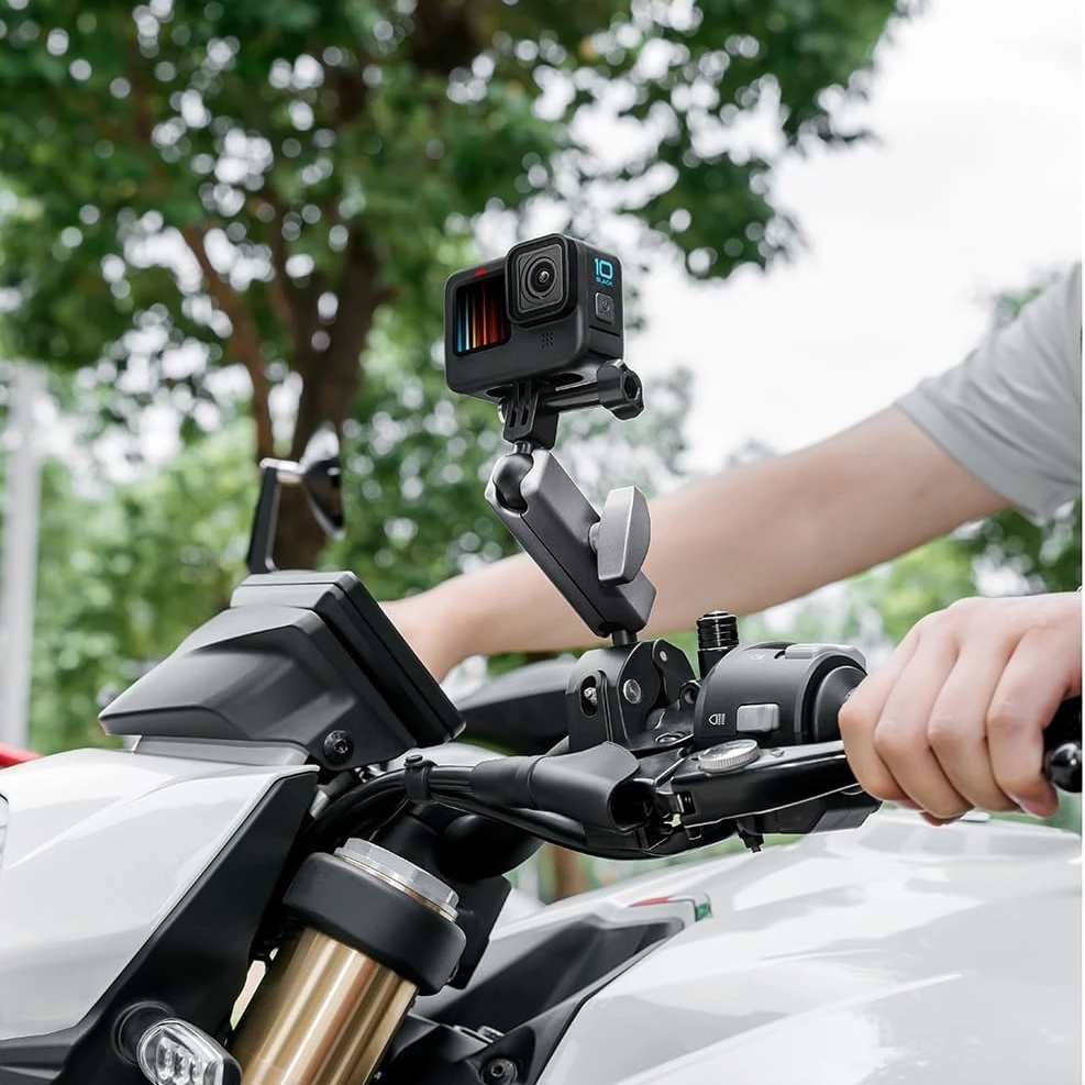 Support Guidon Moto Aluminium pour GoPro Hero 12/11/10/9 Insta360 DJI Osmo Action