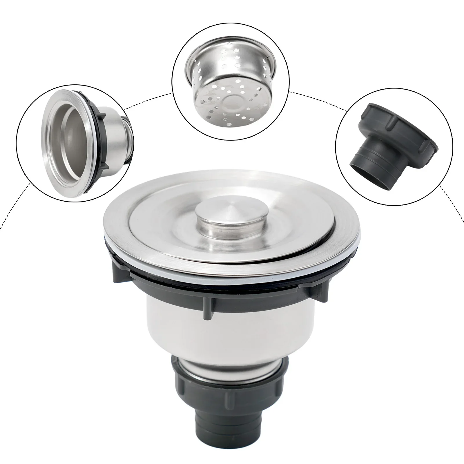 

Sink Drain Strainer Sink Waste Strainer Long Using Life Modern Design For The Kitchen Sink Silver High Quality