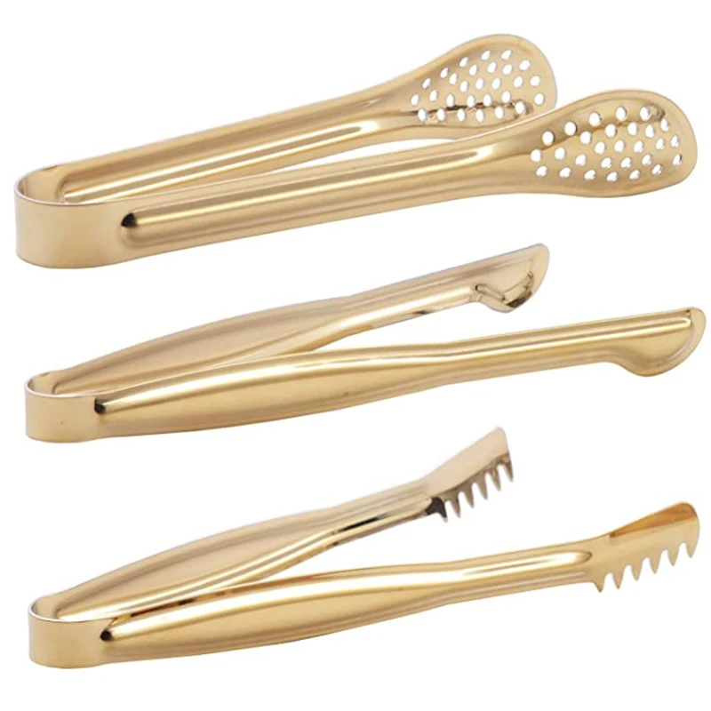 6 Pinze Da Cucina In Acciaio Inox - Per Zucchero, Ghiaccio, Insalata E Antipasti, 11cm, Dorate - Foto 9