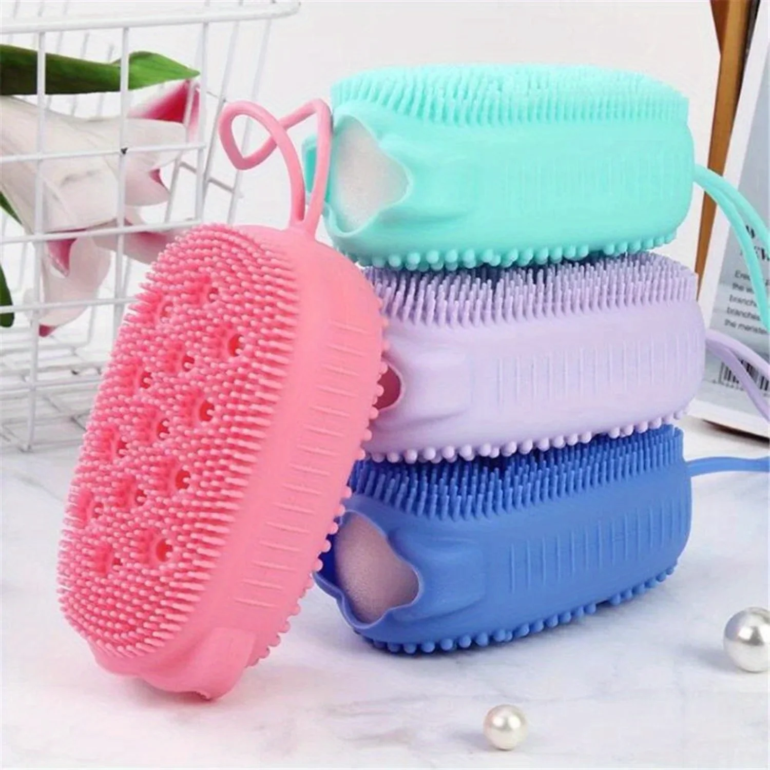 Silicone Exfoliating Body Scrubber and Bath Massager