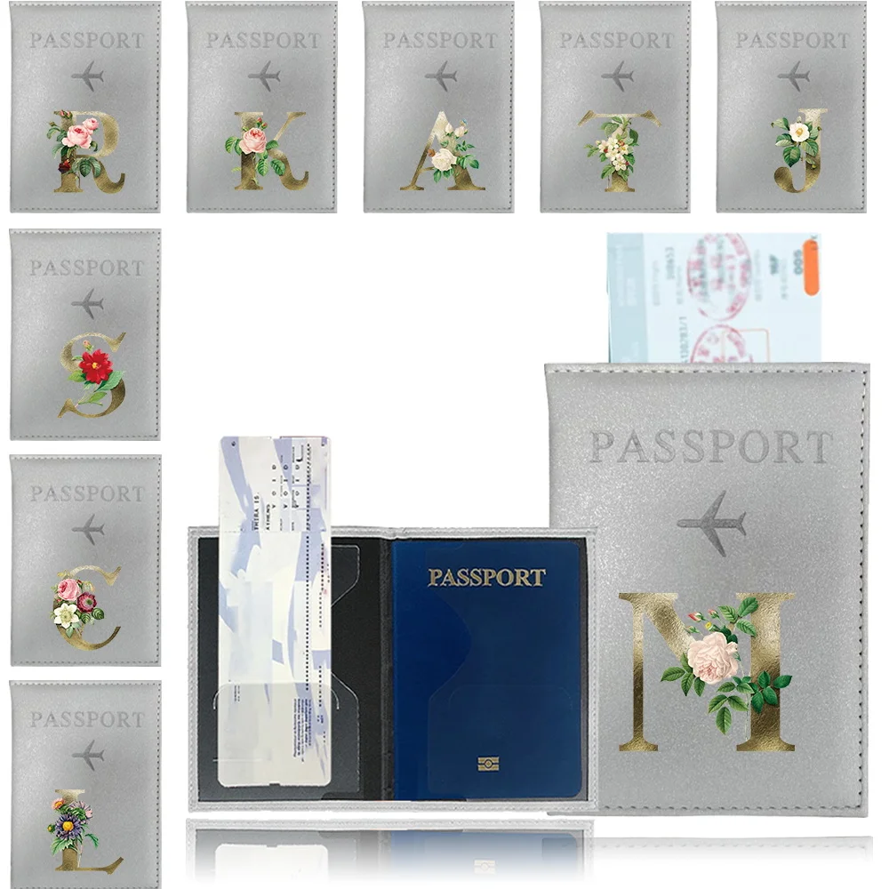 

1pcs Passport Cover Pu Waterproof Case for Passport Wallet Business Credit Card Holder Golden Flower Series Protective Pouch