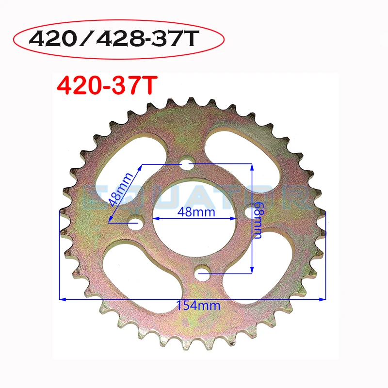 

48mm 420 428 - 37T rear chain sprocket Gear wheel plate for 90CC-160cc YCF SDG Thumpstar atv quads Stomp pit dirt bike