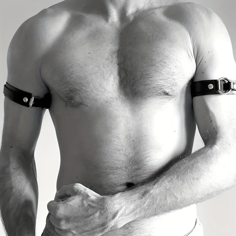 Mens Bodywear Leather Chest Harness Armband