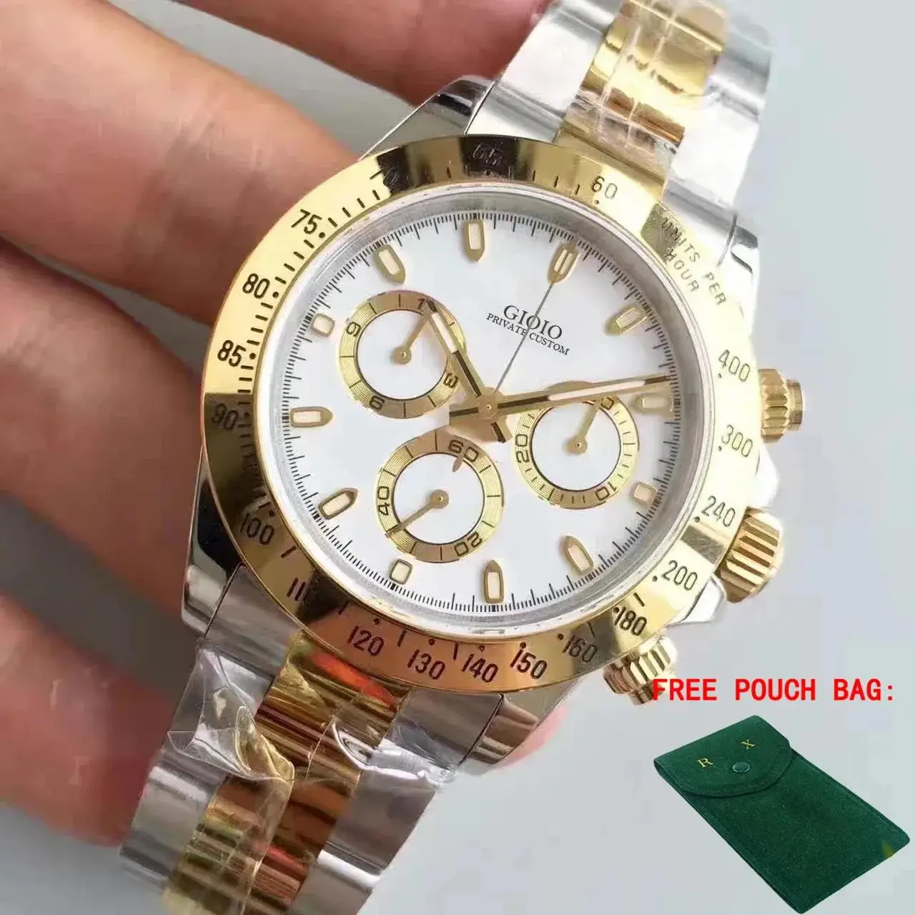 

Luxury New Automatic Watch for Man Mechanical Movement Watches Stainless Steel Silver Gold White Ceramic Bezel Black Leather