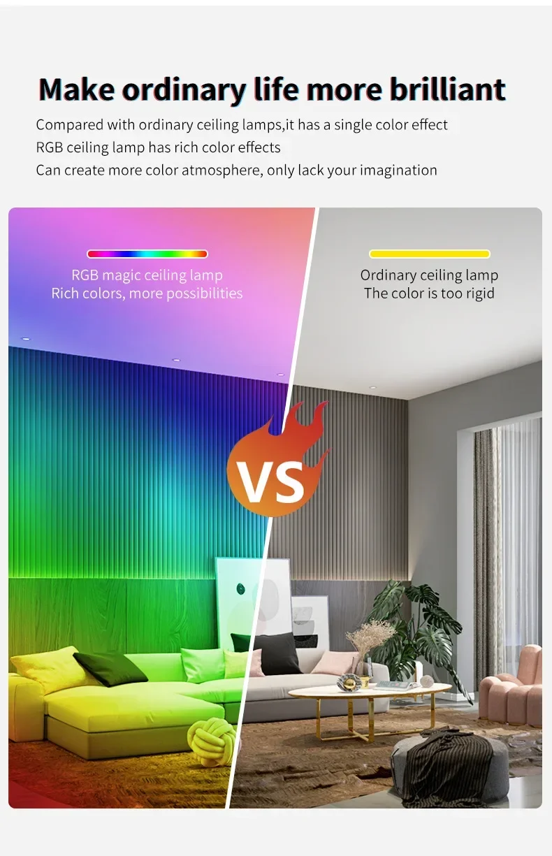 LED Intelligent Ceiling Light Tuya WiFi RGB Dimmable Alexa Voice Controlled Google Home Living Room Bedroom Indoor Lighting