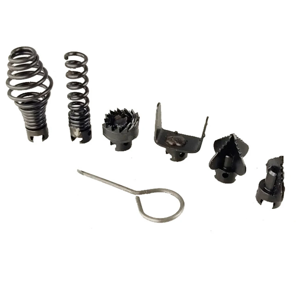 

7 шт. устройство для дренажа трубопроводов, пружинный сверлильный станок, дренажный очиститель, резак, соединитель, провод из марганцевой стали, аксессуары для электроинструмента