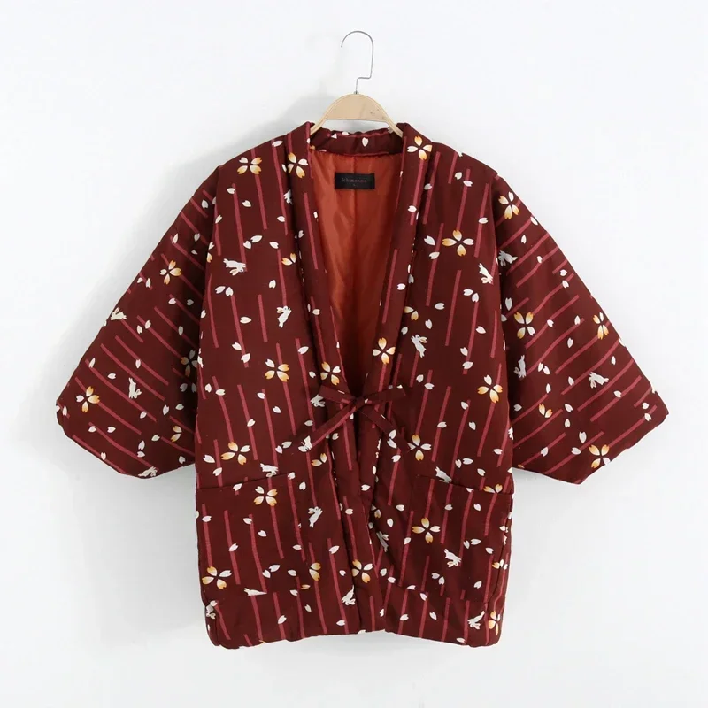 Japanese Kimono Japanese Kimono Cardigan Japanese Kimono Shirt Autumn Winter Hanten Jackets Women Japanese Kimono Lounger Homewear Pajamas Quilted Haori Cotton Padded Coat Asian Clothes